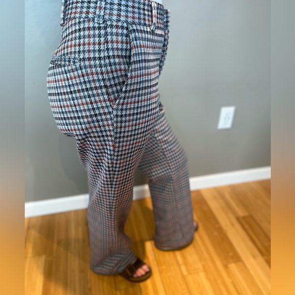 90s vintage mens pant gray/ blue/ black/ rust/ hounds tooth pattern - Picture 2 of 9